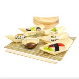 Canape King 100 pcs Wooden Bamboo Boats - Disposable Pinewood Food Serving Boat - Eco-Friendly Canape, Sushi Serving Trays Perfect for Weddings Birthdays Christmas (XXL (24 x 11.5cm))