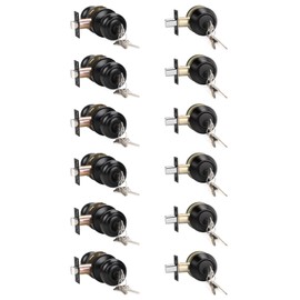 KNOBWELL 6 Pack Entry Door Knob and Single Cylinder Deadbolt Combo Set in Matte Black, Keyed Alike Exterior Door Lock Set with Deadbolt, Door Locks for Entrance and Front Door