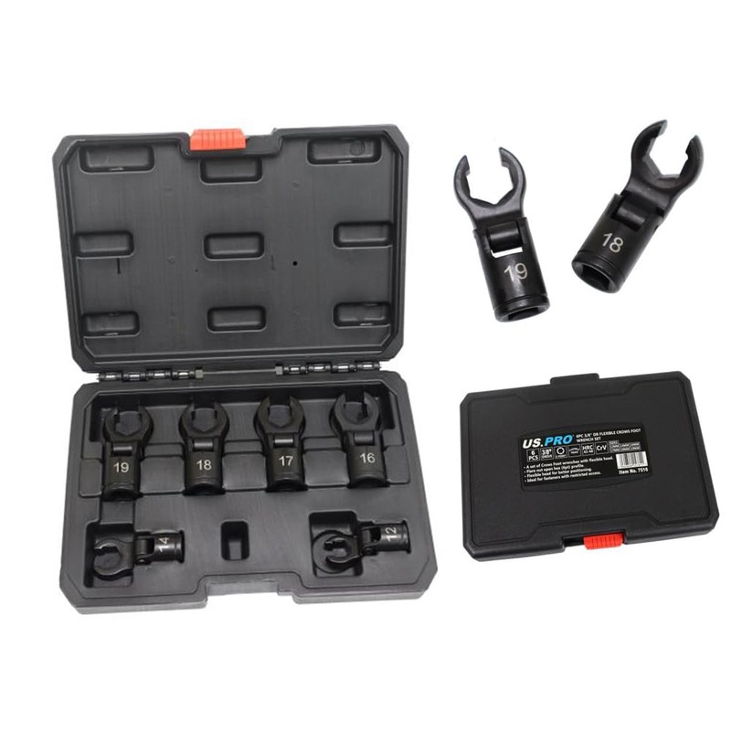 US. Pro Tools 6pc 3/8" Dr Flexible Crows Foot Wrench