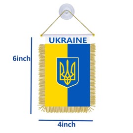 2PCS Ukraine Suction Cup Hanger Hang Flag,4×6 inch Small Ukrainians Hanging Banner,Tiny Printing Decor For Office Home Table Car