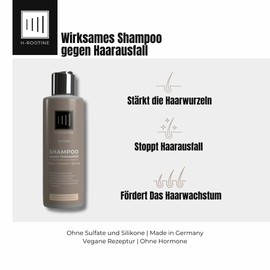 H-ROOTINE Shampoo against hair loss for women (200 ml), caffeine shampoo for thinning and weak hair, without parabens and silicones