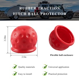 NYTKL 2 PCS Trailer Ball Cover, 2 Inch ID Waterproof Rubber Towball Protector Dustproof Sleeve, Heavy Duty Trailer Hitch Ball Protective Caps Replacement for RV Truck Boat Caravan (Red)