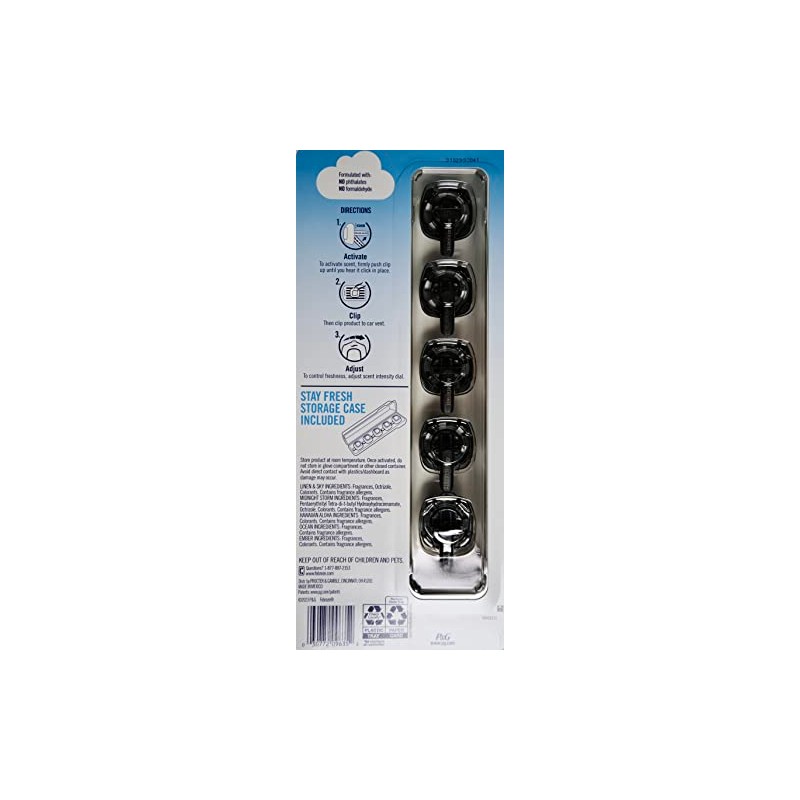 Febreze Mixed Scents Air Freshener, 5 Car Vent Clips, 5