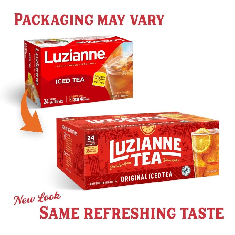 Luzianne Black Iced Tea Bags 24 Ct Gallon Size Southern