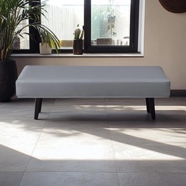 FUANGUI PU Waterproof Bench Cover, Stretch Dining Bench Cover for bedrooms, Living Rooms, Kitchens, Protector Chair Bench Piano Bench Seat Covers Stool Slipcover Removable, Washable - Grey