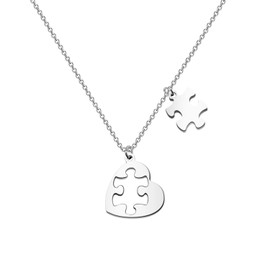 BAUNA Puzzle Piece Autism Awareness Necklace Autism Teacher Gift Mother Autism Gift Autistic Pride Jewelry (Autism Necklace)