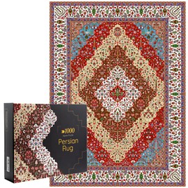 1000-Piece Persian Rug Jigsaw Puzzle by HOUM - Premium Quality 50 cm x 70 cm Puzzle with Colourful Symmetrical Design and Elegant Gift Packaging