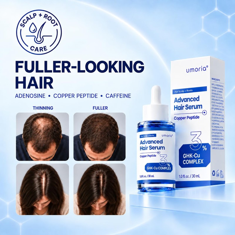 3% GHK-Cu Copper Peptide Hair Serum, Fuller-Looking Hair, 1 Fl