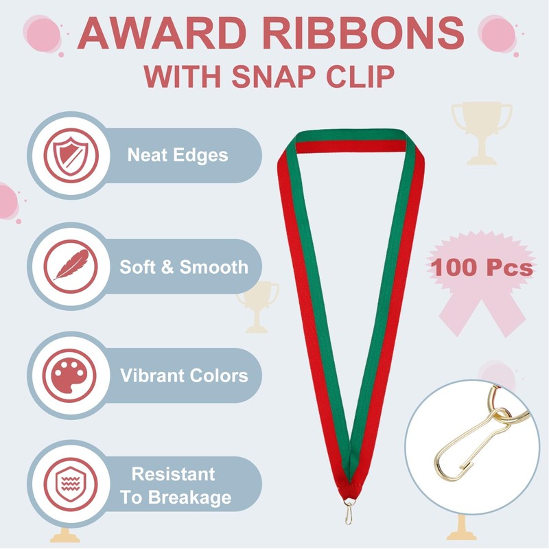 PATIKIL Award Neck Ribbons with Snap Clips, 100 Pack Polyester
