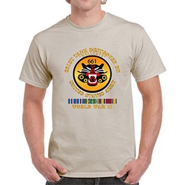 SMALL - Army - 661st Tank Destroyer Bn - HellCats - EUR SVC- WWII - T shirt - Tan