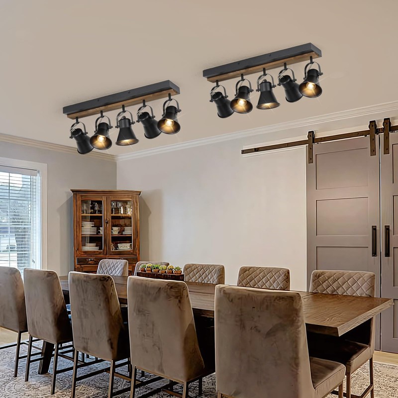 KEESFU 5-Light Track Lighting Kit,Black Semi Flush Mount Ceiling Light