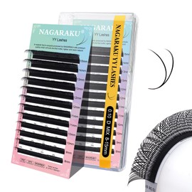 NAGARAKU YY Eyelash Extensions Supplies Y Lash 4D Easy Fan Russian Volume Crisscross YY Eyelashes Handwoven Y Shaped Mesh Wispy Clusters 12 Rows Pre Fanned Eye Lashes Black - 0.10D (8-15mm) Mix