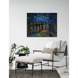 IPIC - Vincent Van Gogh's 'Starry Night Over the Rhone', Famous Artist Reproduction Wall Art, Giclee Canvas Print Wall Decor for Living Rooms, Bedrooms, Offices. Total Size: 30X24in