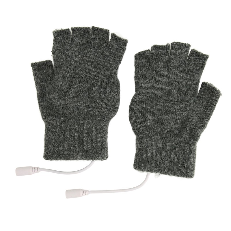 USB Warmer Heated Gloves Flip Half Fingerless Electronic Knitted Hand