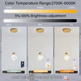 Crystal Pendant Light for Kitchen Island,Gold Chandelier Lights Fixture, Hanging Lighting Ceiling Light Fixture Modern Adjustable Pendant Lighting for Dining Room Bedroom