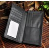 Le'aokuu Mens Genuine Leather Organizer Checkbook Card Case Bifold Wallet
