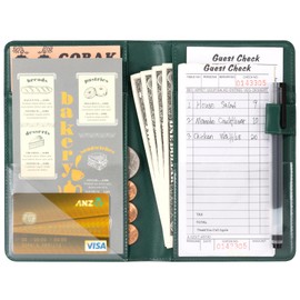 CoBak Server Book – Compact Organizer with Clear and Money Pockets, Pen Holder, Fits Apron Perfectly, Leather Waitress Book