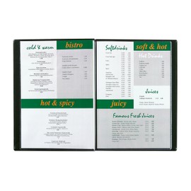 Sigel SM104 Menu Folder with 6 Clear Wallets for 12 Sheets of A4 1 Piece Plastic Black with Gold Lettering (German: "Speisen und Getränke" - Food and Drinks)
