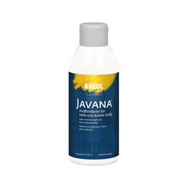 KREUL 91453 Javana Fabric Paint for Light and Dark Fabrics, 250 ml Bottle White, Brilliant Water-based Paint, Pasty Character, for Stamping and Stenciling, Washable After Fixation