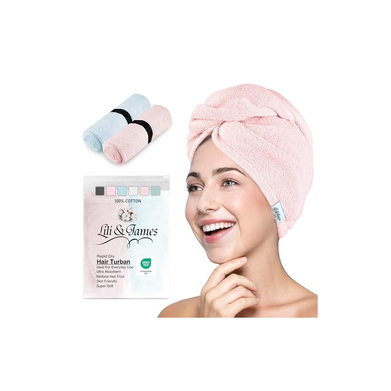 Toalla de algodón para el cabello para mujeres/niños, de secado