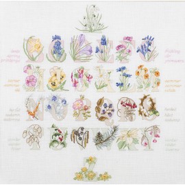 Thea Gouverneur - Cross Stitch Kit - Flower Alphabet - Linen - 32 Count - For Adults - 2025