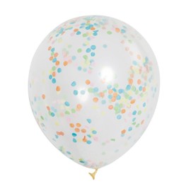 Multicolor Confetti Clear Latex Balloons (30cm) Pack of 6 - Transparent Premium Latex, Perfect for Parties & Celebrations
