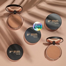 It Cosmetics, Bye Bye Late Set, Set de Maquillaje con Bye Bye Pores Pressed Powder, Polvo Traslúcido Compacto + REGALO Bye Bye Pores Bronzer, Polvo Compacto con Color