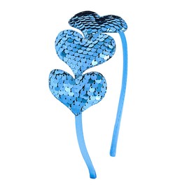 Doneace Valentine's Day Heart Headband Blue Love Sequins Hair Hoop Hair Accessories Glitter Heart Shape Hair Band For Women Girls Valentines Day Wedding Birthday Party Gift New Year Hair Headpiece