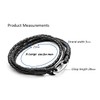 Men's Leather Bracelet, XXL, Black, Braided Double Wrap Bracelet with