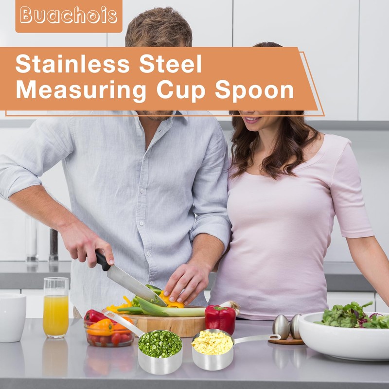 Stainless Steel Measuring Cup Square Handle Measuring Spoon with Scale