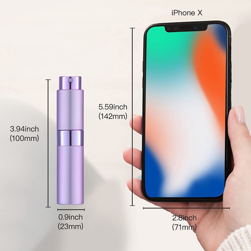 LISAPACK 8ML Atomizer Perfume Spray Bottle for Travel, Empty Refillable