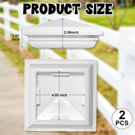 Sasylvia 2 Pcs Vinyl Fence Post Caps White PVC England Style Post Cap Top Pyramid Square Waterproof UV Resistant Decorative Vinyl Fence Post Caps (4 x 4 Inch)