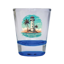 Turks And Caicos Design A Souvenir 1.5 Ounce Shot Glass Round Blue Single