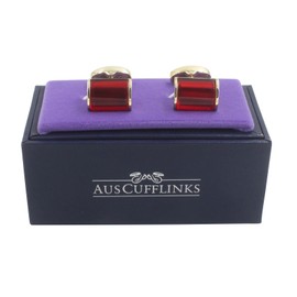 AUSCUFFLINKS 40th Anniversary Ruby Wedding Gift Husband | Cufflinks Gold Edge Red Cuff Links