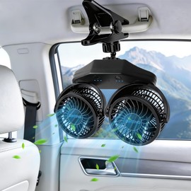 6000mAh Rechargeable Dual Car Fan for Backseat, 3-Speed Separate Controlled