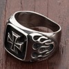 Stainless Steel Crusade Cross Biker Ring (Silver, S)