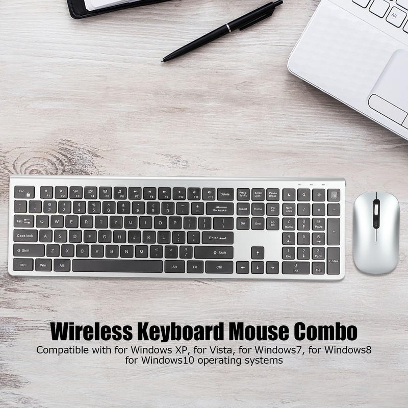 2.4G Wireless Keyboard and Mouse 108 Key Full Size Keyboard