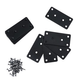 Luabue 10PCS Flat Metal Brackets 80x40mm Black Mending Plates Stainless Steel Support Joining Plates for Wood Sleeper Brackets Fixing with 60 Screws