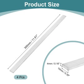 QUARKZMAN 4 Pieces 304 Stainless Steel Flat Bar, 5/32 Inch Thickness 3/8 Inch Width 12 Inch Length Brushed Surface Trim Tapes Metal Sheet Bearing for Industry DIY Craft Making