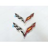 Unbranded 2PC Front & Rear Chrome Crossed Flags C7 Corvette