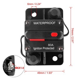 80 Amp Circuit Breaker,12V- 48V DC Circuit Breaker with Manual Reset Fuse for Trolling Motor Rv Marine Boat Vehicles System Protection Waterproof