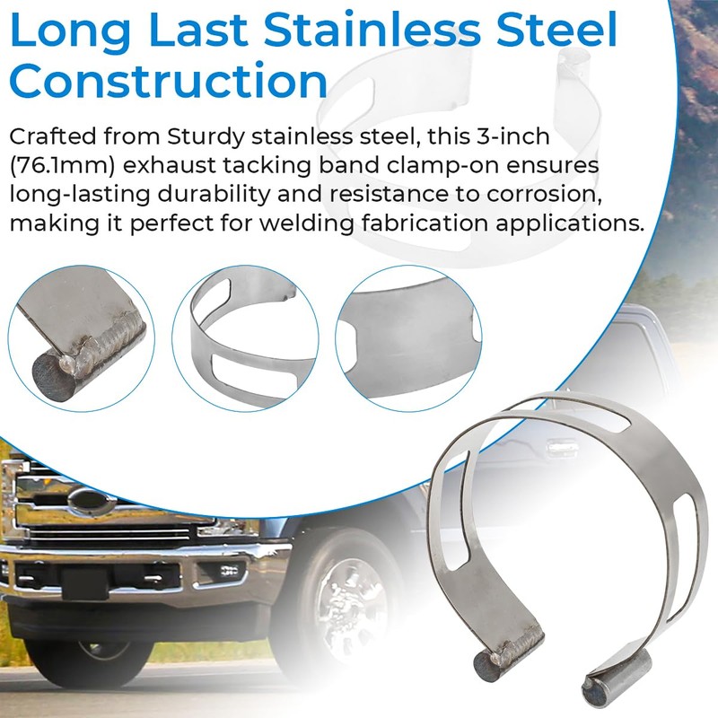 3" (76.1mm) Stainless Exhaust Tacking Band Clamp-On For Welding Fabrication