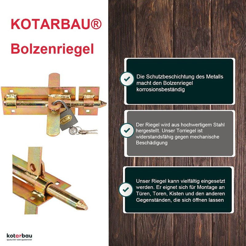 KOTARBAU® Bolt Bolt 150 mm with Padlock Double-Sided Lock Gate