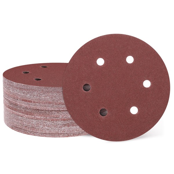 HARFINGTON 50 Pcs 6 Inch Sanding Disc 6 Hole 120