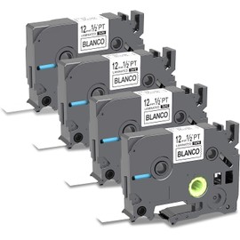 PROFICETIK 4 X 12mm 0.47 White Schriftband als Ersatz für Brother P-touch Bänder P Touch Schriftband 12mm TZe-231, Kompatible zum Brother Beschriftungsgerät Bänder für PT-H100R PT-H107B H100lb PT-1000 PT-1010