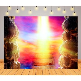 CORFOTO 7x5ft Stairs to Heaven Backdrop Fabric Paradise Gate God Bless Sky Stairway to Heaven Photography Backdrop Memory Backdrop Rest in Peace Backdrop