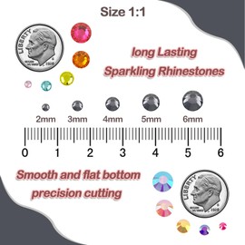 Sukiiy 1000PCS 6mm Resin Flatback Rhinestones for Crafts, Black Diamond Flatback Rhinestones for Nails Face Art, Loose Glittler Diamond Stones, Resin Rhinestones for Tumblers, Mugs, Bottles, Shoes