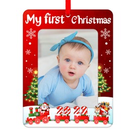 PETCEE 2023 Baby's First Christmas Ornament Baby Picture Frame Ornaments for Christmas Tree Decorations My First Christmas Photo Frame Keepsake Gifts for Newborn Babies Boys Girls Parents