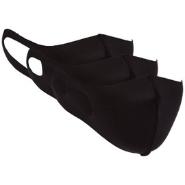 [クロスプラスマスク] PASTEL MASK（パステルマスク） 洗って繰り返し使える3Dデザインマスク3枚入り UV加工 抗菌防臭 ストレッチ 立体構造 丸洗い レディース ブラック レギュラー