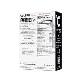 CELSIUS® On-the-Go Powder Sticks Dragonfruit Lime, Essential Energy 2.8 Oz (14 Sticks per Pack)